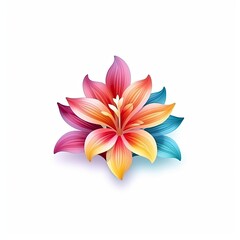 Cute Lily blooming flower isolated on white background. Floral design with elegant flower. Generative AI
