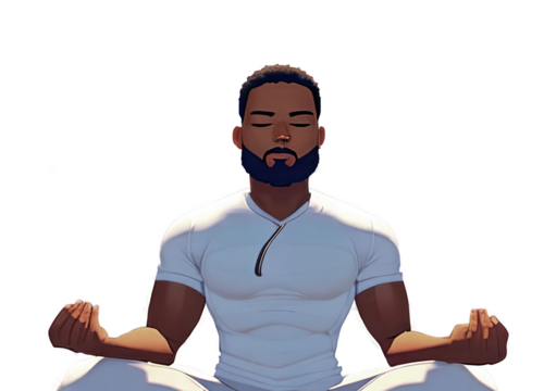 BIPOC - Calm and centered African American men find solace in meditation, their peaceful presence reflecting strength, resilience, and inner harmony.
