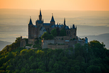 Fototapeta na wymiar Panoramic view of Hohenzollern Castle in Germany.