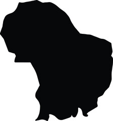 Silhouette map of Daga Bhutan with transparent background.