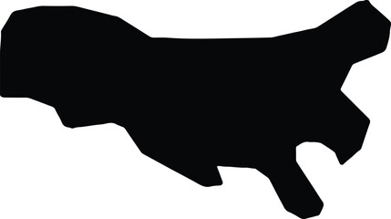 Silhouette map of Darlington United Kingdom with transparent background.