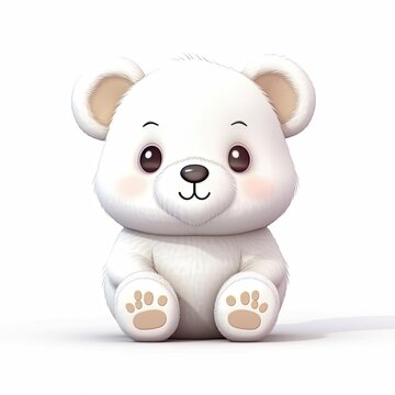 Portrait of White bear cartoon animal. Cute style character avatar. Generative AI