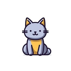 Portrait of Chartreux cat cute animal icon. Line style character avatar. Generative AI