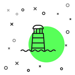 Black line Lighthouse icon isolated on white background. Vector