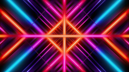 Obraz premium Retro Geometric Op Art abstract background. Futuristic neon illustration art. Generative AI