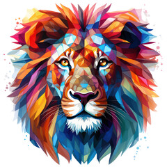Rainbow lion head, аbstract art, AI generation - 624167276