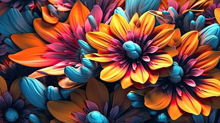 Zinnia flowers in futuristic floral background. Beautiful blooming design. Generative AI