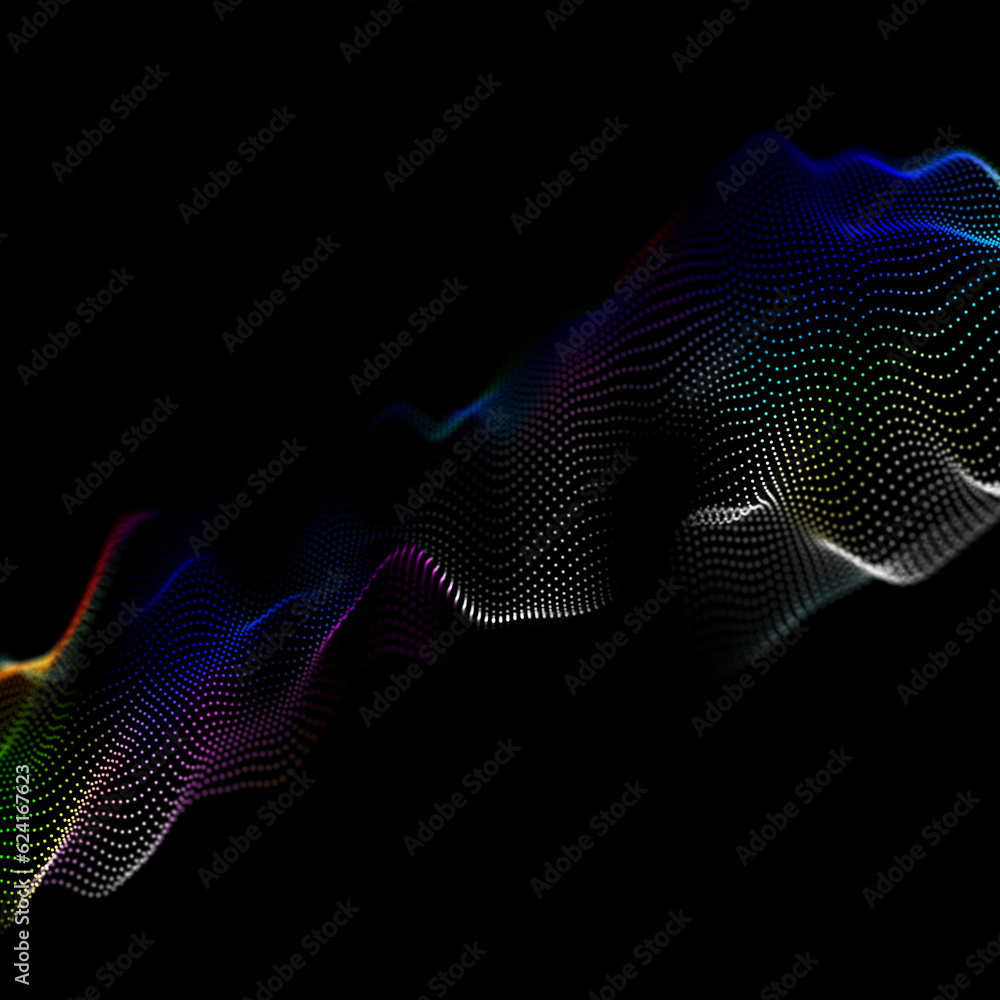 Aufkleber colorful digital wave background. the futuristic abstract halftone structure. network connection tec