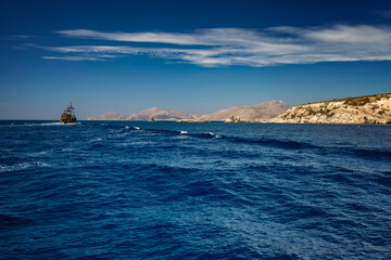 Krajobraz morski, letni urlop i wypoczynek na wyspie Kos, Grecja