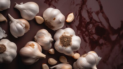 Background of garlic cloves pattern. Realistic illustration. Close-up. Generative ai