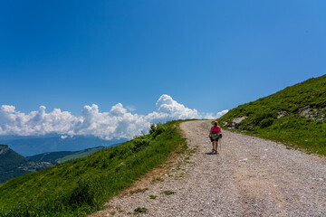 Hiking trail on Monte Baldo on Lake Garda in Italy.