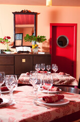 Fancy table set for wedding or christmas