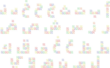 Arabic Alphabet letters stroke coloring blocks