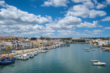Fototapeta na wymiar Tavira town waterfront at sunny day, Portugal.