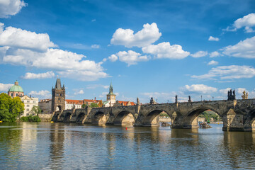 Fototapeta na wymiar Charles Bridge at sunny day in Prague, Czech Republic.