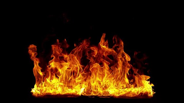 Super Slow Motion Shot of Real Fire Isolated on Black Background at 1000fps.