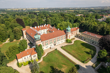 Fototapeta na wymiar Aerial view of the Lancut Castle in Poland