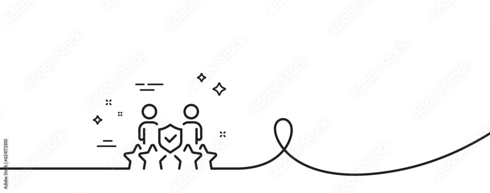 Poster security agency line icon. continuous one line with curl. body guard rating sign. private protection