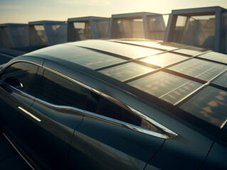 Future of Travel: Detailed Side View of Solar-Powered Car on Sunny Day