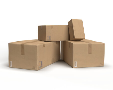 stacked cardboard boxes of various sizes png