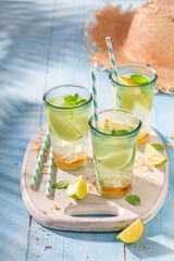Sour lemonade as perfect drink for hot summer days.