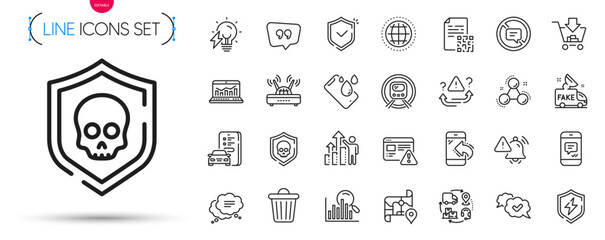 Pack of Incoming call, Search and Map line icons. Include Trash bin, Chemistry molecule, Qr code pictogram icons. Message, Attention bell, Approved signs. Metro subway, Text message. Vector
