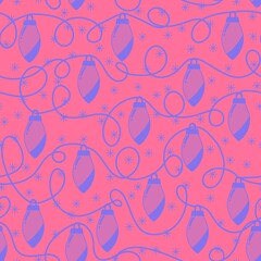 Festive illumination bulbs seamless pattern for Christmas and wrapping paper and fabrics and kids clothes print