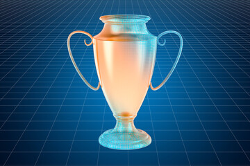Visualization 3d cad model of gold cup award, 3D rendering