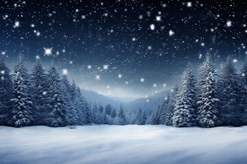 Winter landscape with trees and snow