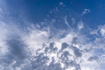 Naklejka na ściany i meble grey blue clouds in evening sky in summer