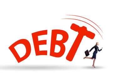 Heavy debt concept with businessman