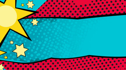 Pop art colorful retro background illustration banner with copy space