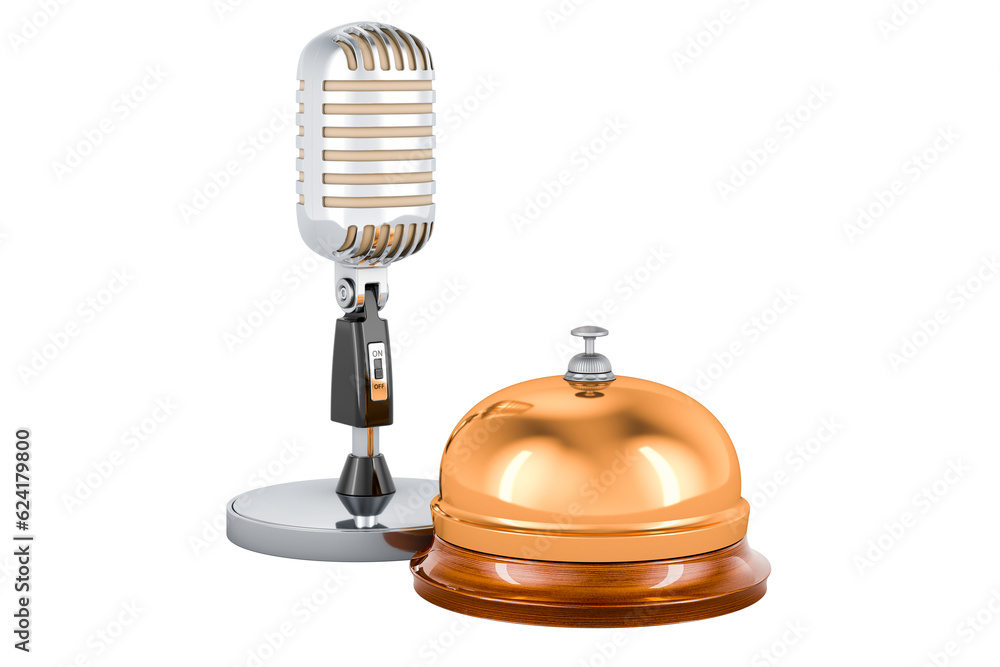 Aufkleber retro microphone with reception bell. 3d rendering