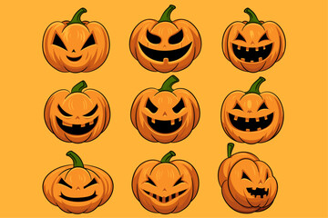 Pumkin Halloween set vector