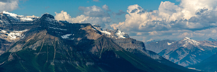 Panoramic scenery in Banff National Park during summer time with expansive nature, wilderness views...