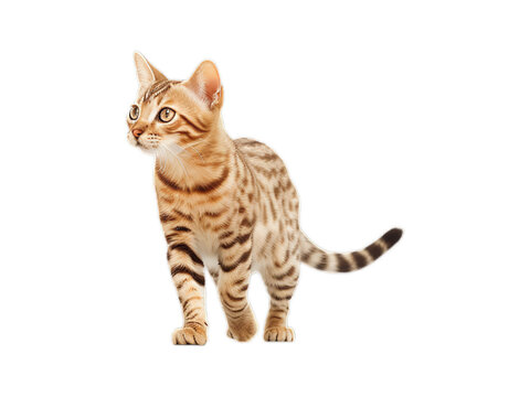 Curious Ocicat Exploring New Surroundings - Transparent Background