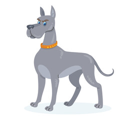 Great Dane dog. In cartoon style. Isolated on white background. Vector flat illustration.
