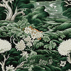 Fototapeta premium Flower pattern, seamless textre, fabric wallpaper.