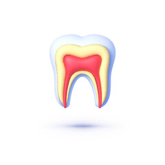 Tooth in section 3d, great design for any purposes. Medical protection icon. 3d vector illustration