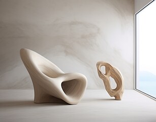 Futuristic Wooden Seat with Insane Shapes.