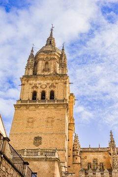 Salamanca cathedral architecture detail with no people. Castile and leon baroque and gothic facade