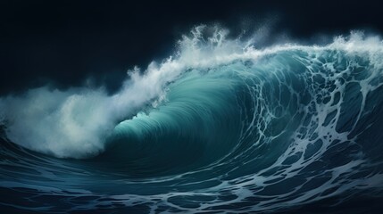 Fototapeta na wymiar Waves of the Ocean during Night Time