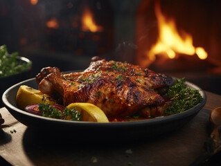 Savory Satisfaction: Rustic Presentation of a Herbed Chicken Dish