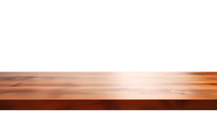 Blank Wooden Table Mockup in Front View with Light Brown Finish. Isolated on Transparent Background. Generative AI