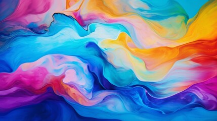 Colorful beautiful advertising background. Bold, bright colors. Smoke, waves, gradient. AI generation.