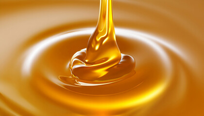 Pouring golden honey texture. Healthy and natural delicious sweets. Flow dripping yellow melted liquid. Food background. AI Generative