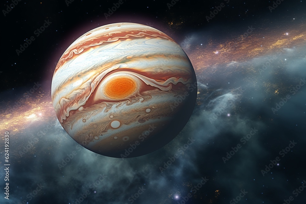 Wall mural jupiter planet in the starry universe. generative ai