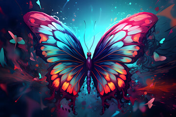 Fototapeta na wymiar Big, Glowing, Colorful Butterfly