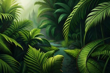 palm tree leaves generated ai