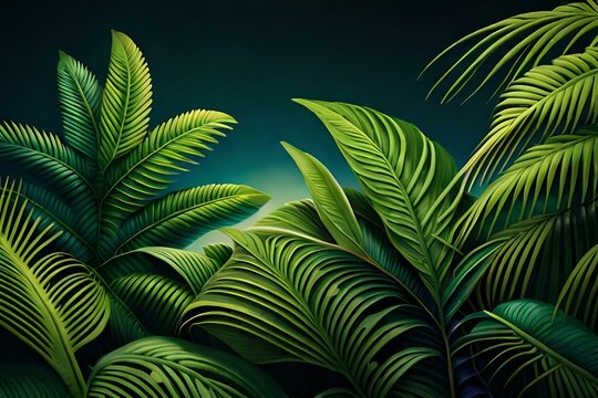 palm tree leaves generated ai